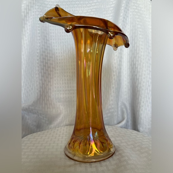 Jack in the Pulpit Marigold Morning Glory Carnival Glass Vase by Imperial Glass - Picture 4 of 16